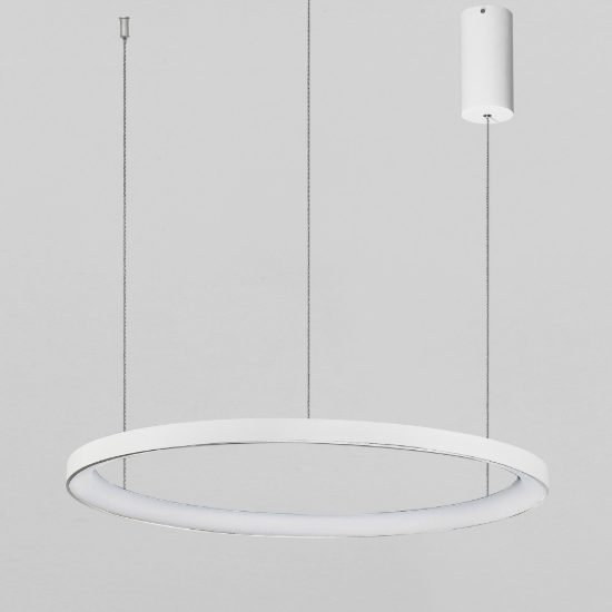 Lampadario a sospensione ad anello led 48w 2700k dimmerabile per soggiorno moderno bianco sabbiato