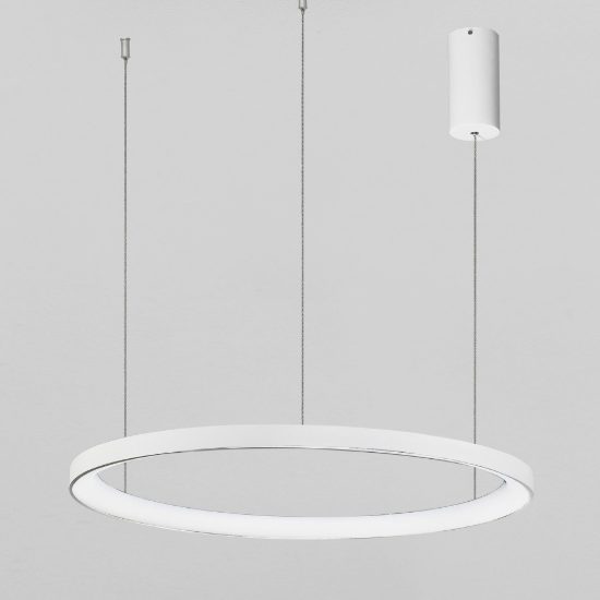 Lampadario a sospensione ad anello led 48w 2700k dimmerabile per soggiorno moderno bianco sabbiato