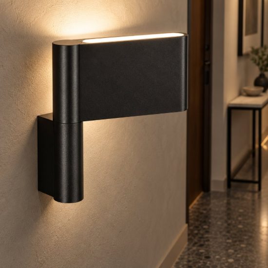 Applique da parete orientabile led 5w 3000k per corridoio moderna nera sabbiata