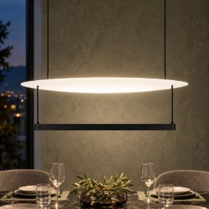 Lampadario a sospensione led 40w 2700k dimmerabile per soggiorno moderno nero sabbiato e bianco
