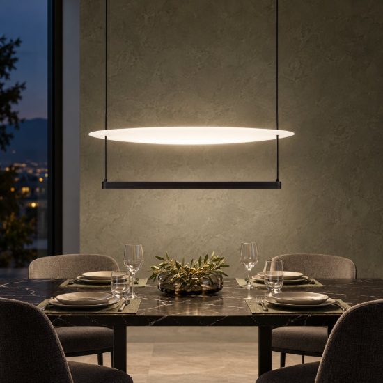 Lampadario a sospensione led 40w 2700k dimmerabile per soggiorno moderno nero sabbiato e bianco