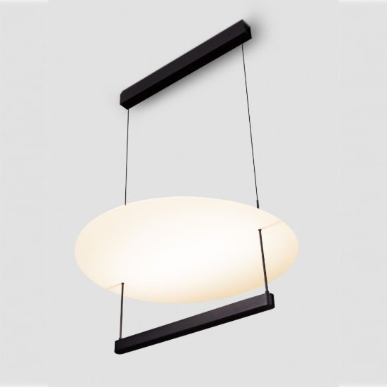 Lampadario a sospensione led 40w 2700k dimmerabile per soggiorno moderno nero sabbiato e bianco