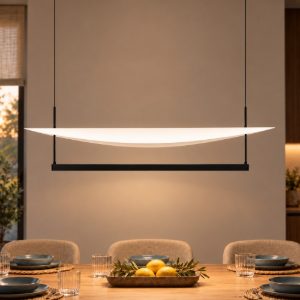 Lampadario a sospensione led 81w 2700k dimmerabile per sala da pranzo moderno nero sabbiato e bianco
