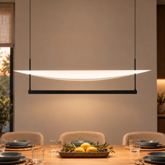 Lampadario a sospensione led 81w 2700k dimmerabile per sala da pranzo moderno nero sabbiato e bianco
