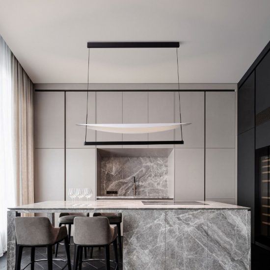 Lampadario a sospensione led 81w 2700k dimmerabile per sala da pranzo moderno nero sabbiato e bianco
