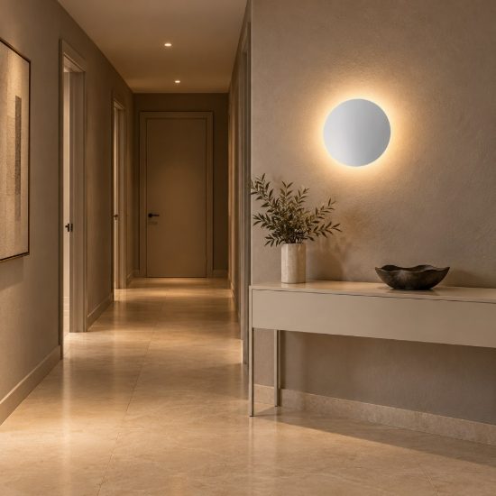 Applique da parete rotonda a specchio led 20w 3000k dimmerabile per soggiorno moderna