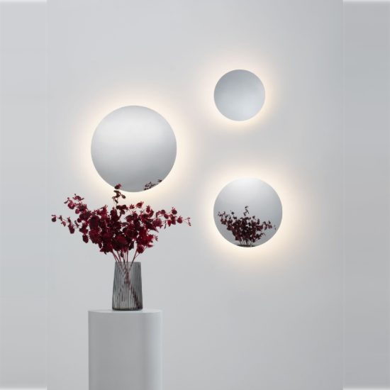 Applique da parete rotonda a specchio led 42w 3000k dimmerabile per soggiorno moderna