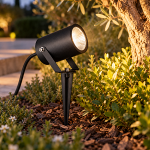 Faretto con picchetto da esterno giardino nero led 3000k ip65 orientabile