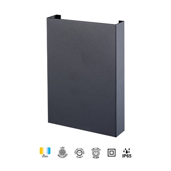 Applique da esterno moderna nera led 10w 3000k ip65
