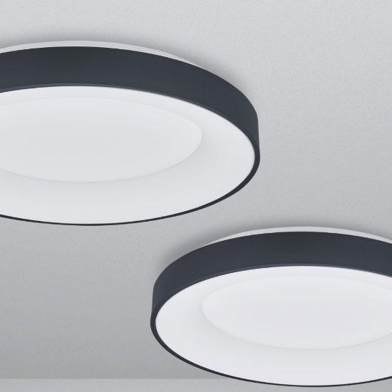 Plafoniera ad anello led 50w cct 3000k 4000k con controllo smart per camera da letto nera sabbiata