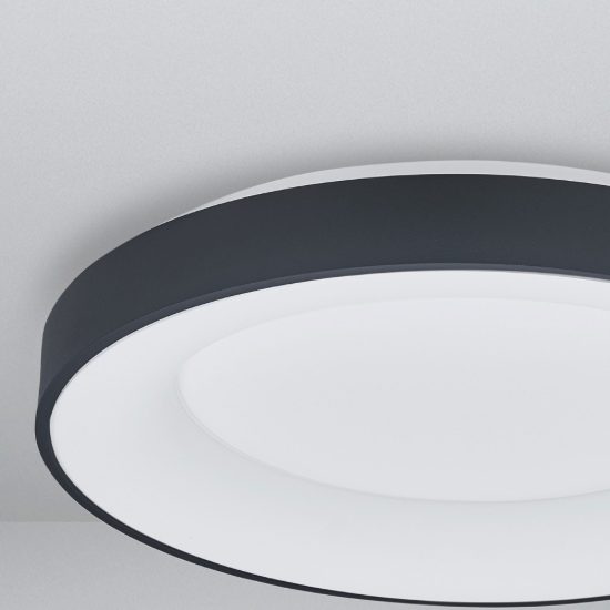 Plafoniera ad anello led 50w cct 3000k 4000k con controllo smart per camera da letto nera sabbiata