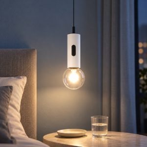 Lampada a sospensione led 11w 3000k dimmerabile con sensore per camera da letto moderna bianca