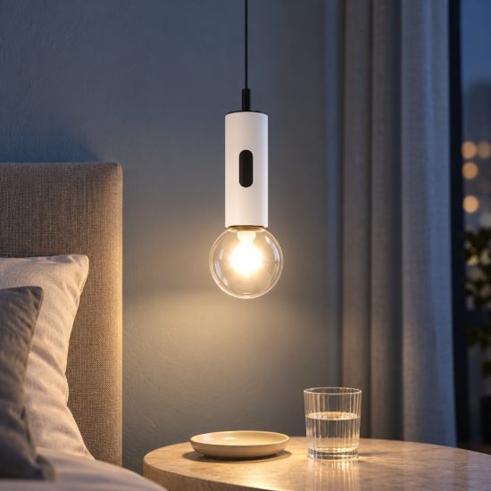 Lampada a sospensione led 11w 3000k dimmerabile con sensore per camera da letto moderna bianca