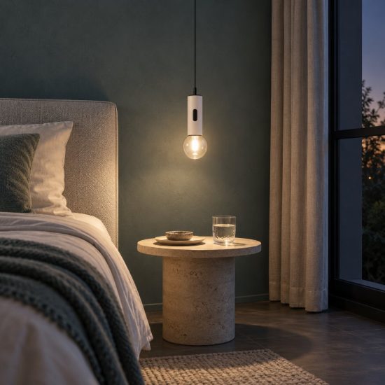 Lampada a sospensione led 11w 3000k dimmerabile con sensore per camera da letto moderna bianca