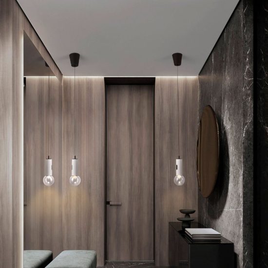 Lampada a sospensione led 11w 3000k dimmerabile con sensore per camera da letto moderna bianca
