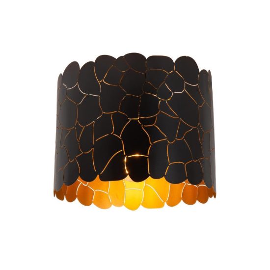 Plafoniera rotonda contemporanea nero oro craquelé