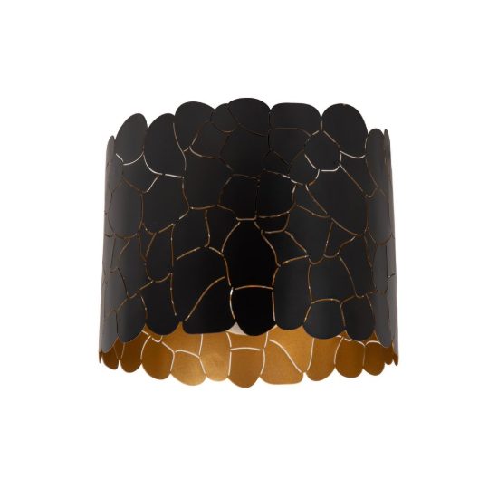 Plafoniera rotonda contemporanea nero oro craquelé