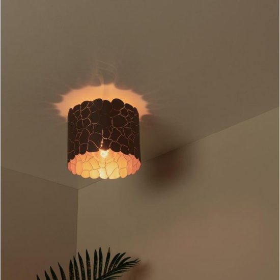 Plafoniera rotonda contemporanea nero oro craquelé