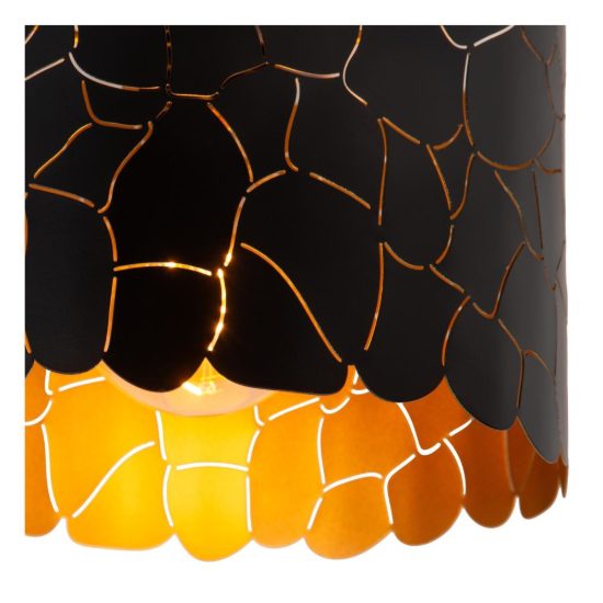 Plafoniera rotonda contemporanea nero oro craquelé