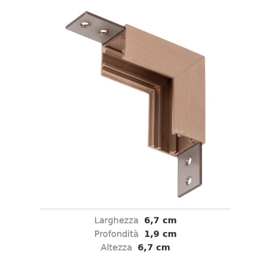 Angolo verticale soffitto parete per binario magnetico 48v champagne