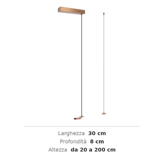 Kit di sospensione con base di alimentazione per binario magnetico 48v champagne