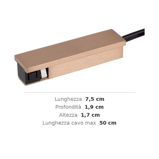Connettore di alimentazione con cavo per binario magnetico 48v champagne