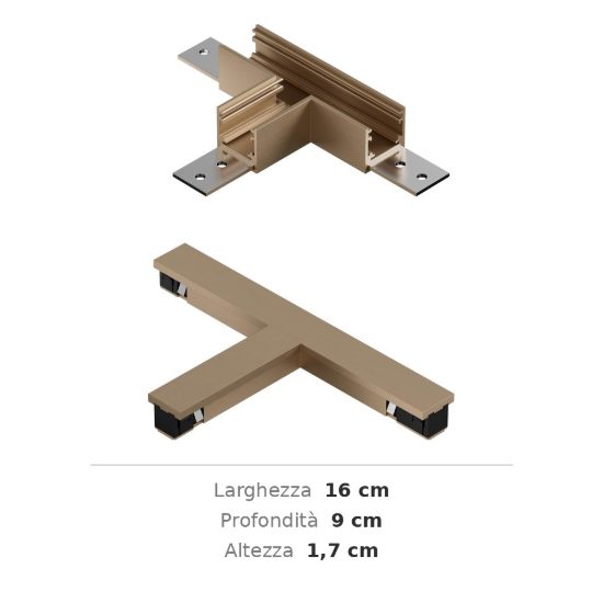 Connettore a t per binario magnetico 48v champagne