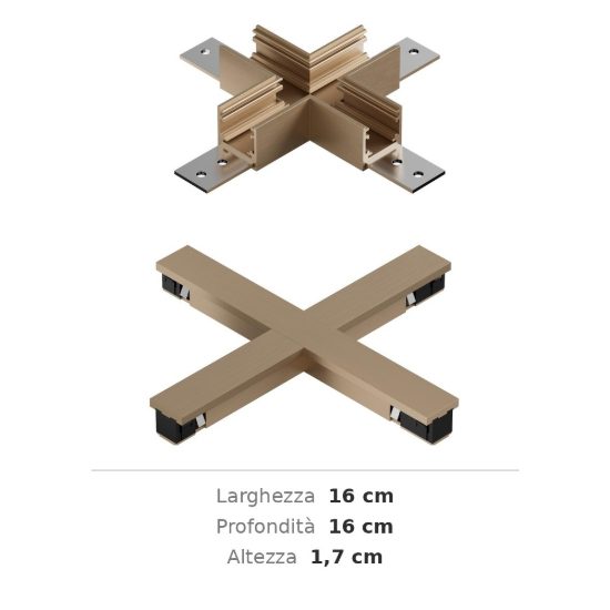 Connettore a x per binario magnetico 48v champagne