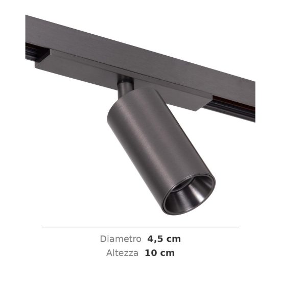 Faretto per binario magnetico cilindrico led 10w cct 2700k 4000k orientabile canna di fucile