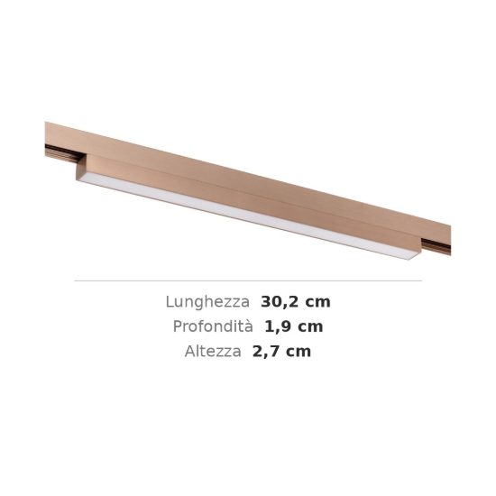 Proiettore lineare per binario magnetico diffuso led 11w cct 2700k 4000k champagne