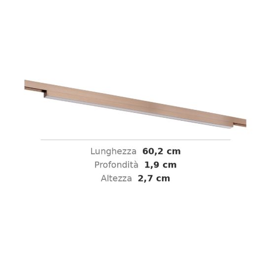 Proiettore lineare per binario magnetico diffuso led 20w cct 2700k 4000k champagne
