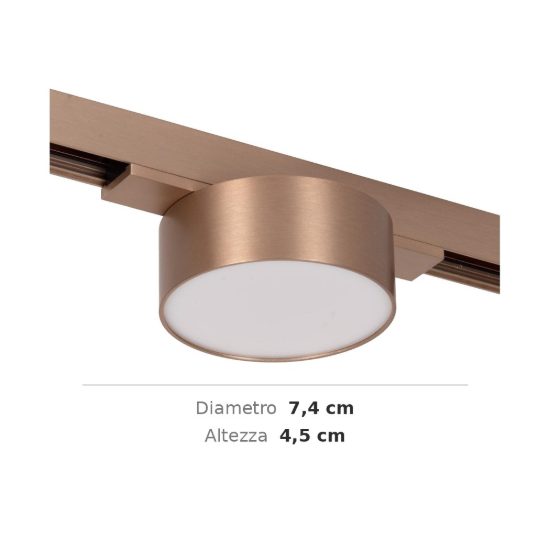 Faretto per binario magnetico a disco led 6w cct 2700k 4000k champagne