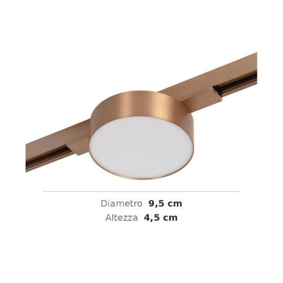 Faretto per binario magnetico a disco led 8w cct 2700k 4000k champagne