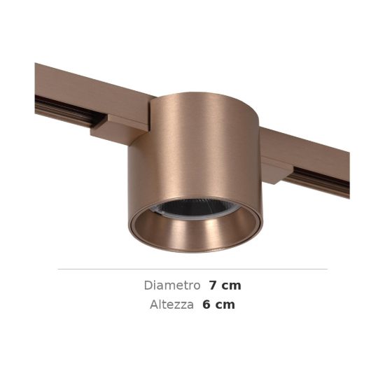 Faretto per binario magnetico a tamburo led 8w cct 2700k 4000k champagne