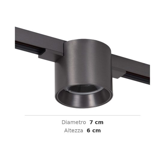 Faretto per binario magnetico a tamburo led 8w cct 2700k 4000k canna di fucile