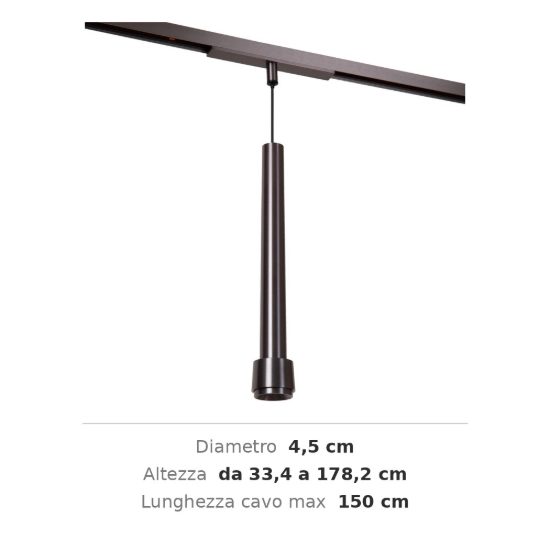 Lampada a sospensione per binario magnetico conica led 8w cct 2700k 4000k canna di fucile