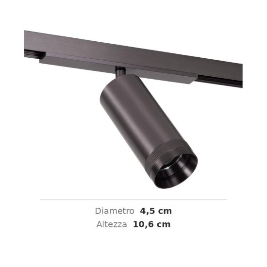 Faretto a fascio stretto per binario magnetico led 8w cct 2700k 4000k orientabile canna di fucile