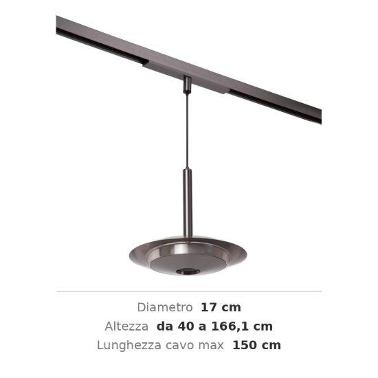 Lampada a sospensione per binario magnetico a disco led 10w cct 2700k 4000k canna di fucile fume