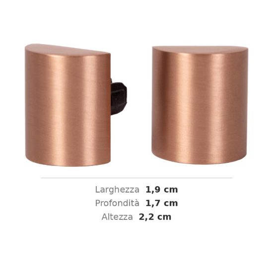 Tappo terminale arrotondato per binario magnetico 48v champagne confezione 2 pezzi