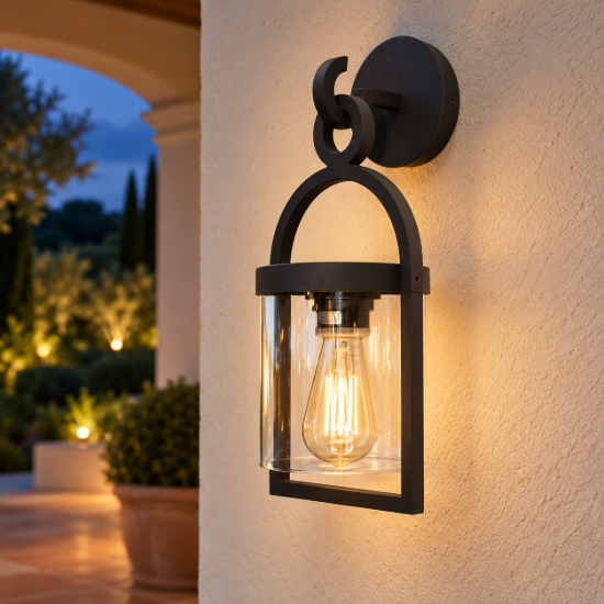 Lampada da parete per esterno ip54 moderna grigio scuro vetro