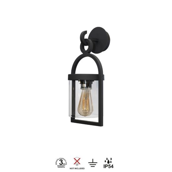 Lampada da parete per esterno ip54 moderna grigio scuro vetro
