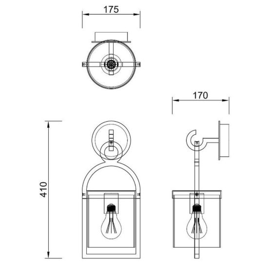 Lampada da parete per esterno ip54 moderna grigio scuro vetro