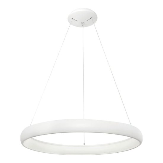 Lampadario a sospensione ad anello led 52w 3000k dimmerabile per sala da pranzo bianco sabbiato