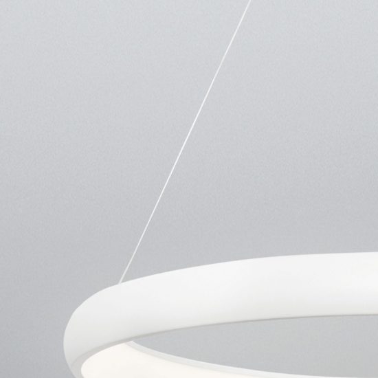 Lampadario a sospensione ad anello led 52w 3000k dimmerabile per sala da pranzo bianco sabbiato