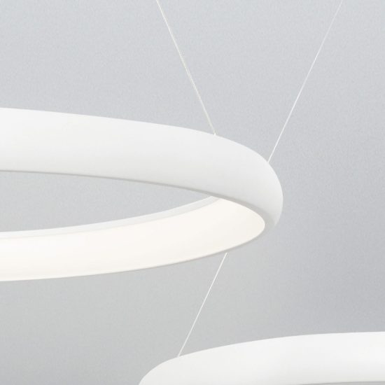Lampadario a sospensione ad anello led 52w 3000k dimmerabile per sala da pranzo bianco sabbiato