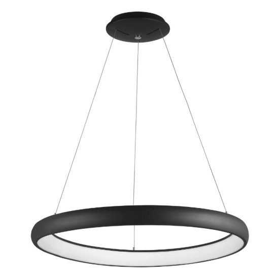 Lampadario a sospensione ad anello led 80w 3000k dimmerabile per sala da pranzo nero sabbiato