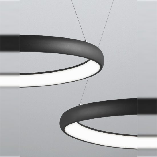 Lampadario a sospensione ad anello led 80w 3000k dimmerabile per sala da pranzo nero sabbiato