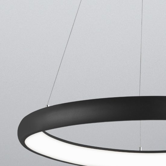 Lampadario a sospensione ad anello led 80w 3000k dimmerabile per sala da pranzo nero sabbiato
