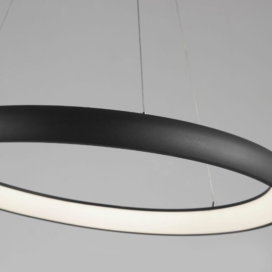 Lampadario a sospensione ad anello led 80w 3000k dimmerabile per sala da pranzo nero sabbiato