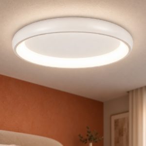 Plafoniera tonda led 32w 3000k per camera da letto moderna bianca sabbiata